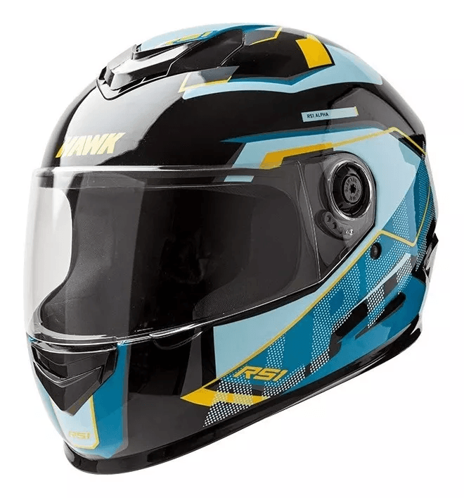 CASCO HAWK RS1 NEGRO/CELESTE BRILLANTE — foto 1 de 3