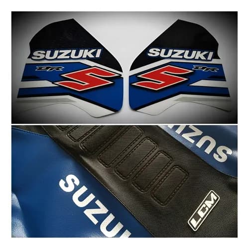 Kit Gráfica + Funda De Asiento Ultra Grip Suzuki Dr350 Azul Azul — foto 1 de 3