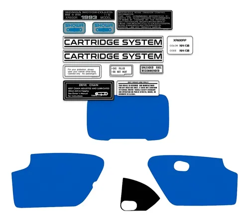 Calcos Para Xr250 Xr 250 1993 93 Azul Claro Advertencias — foto 1 de 5