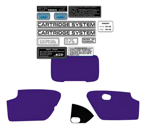 Calcos Para Xr250 Xr 250 1993 93 Violeta Advertencias — foto 1 de 4